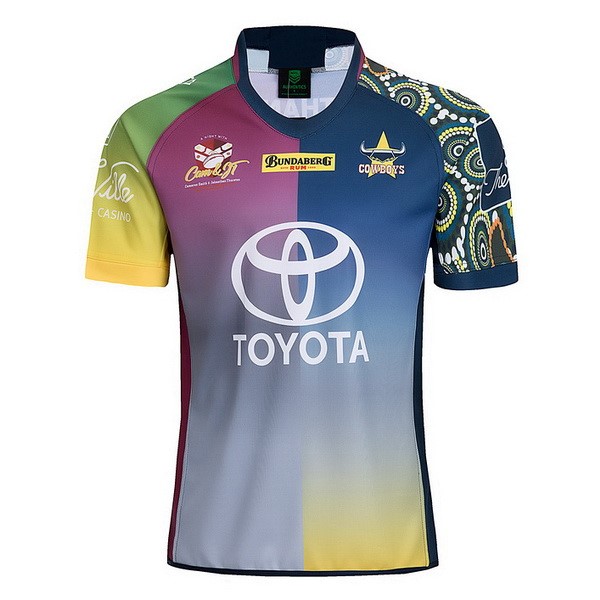 Camiseta Rugby Cowboys Edición Conmemorativa 2018 Azul Rosa